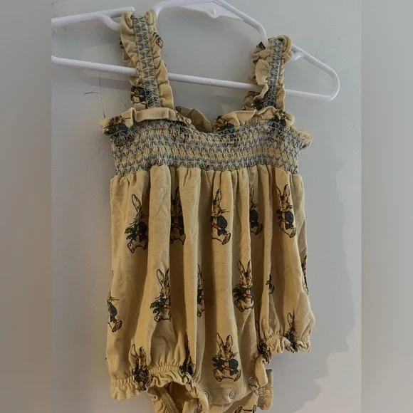 Kate Quinn Bamboo Peter Rabbit Smocked Bubble Romper 6-12M Cottagecore Baby - Picture 2 of 4